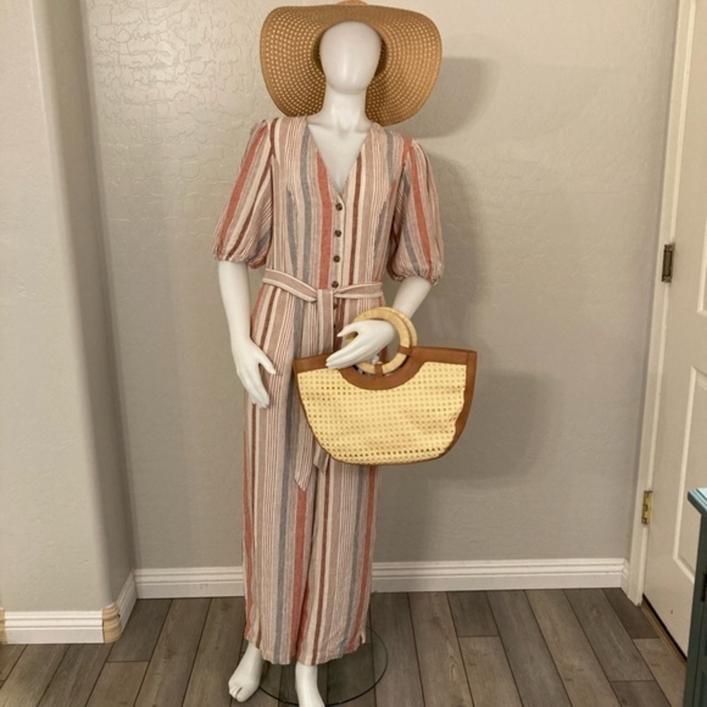 Striped Jumpsuit with Belt
